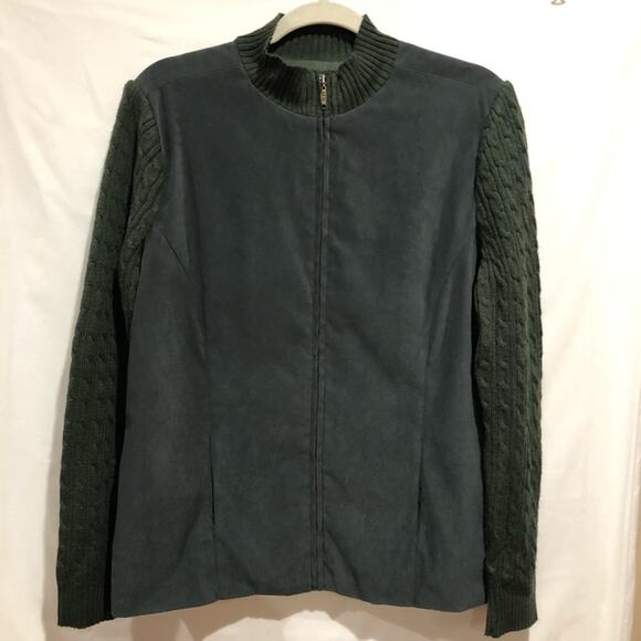 Christopher & Banks Faux Suede Wool blend Knit Sweater Jacket Cardigan Size M - Picture 3 of 14